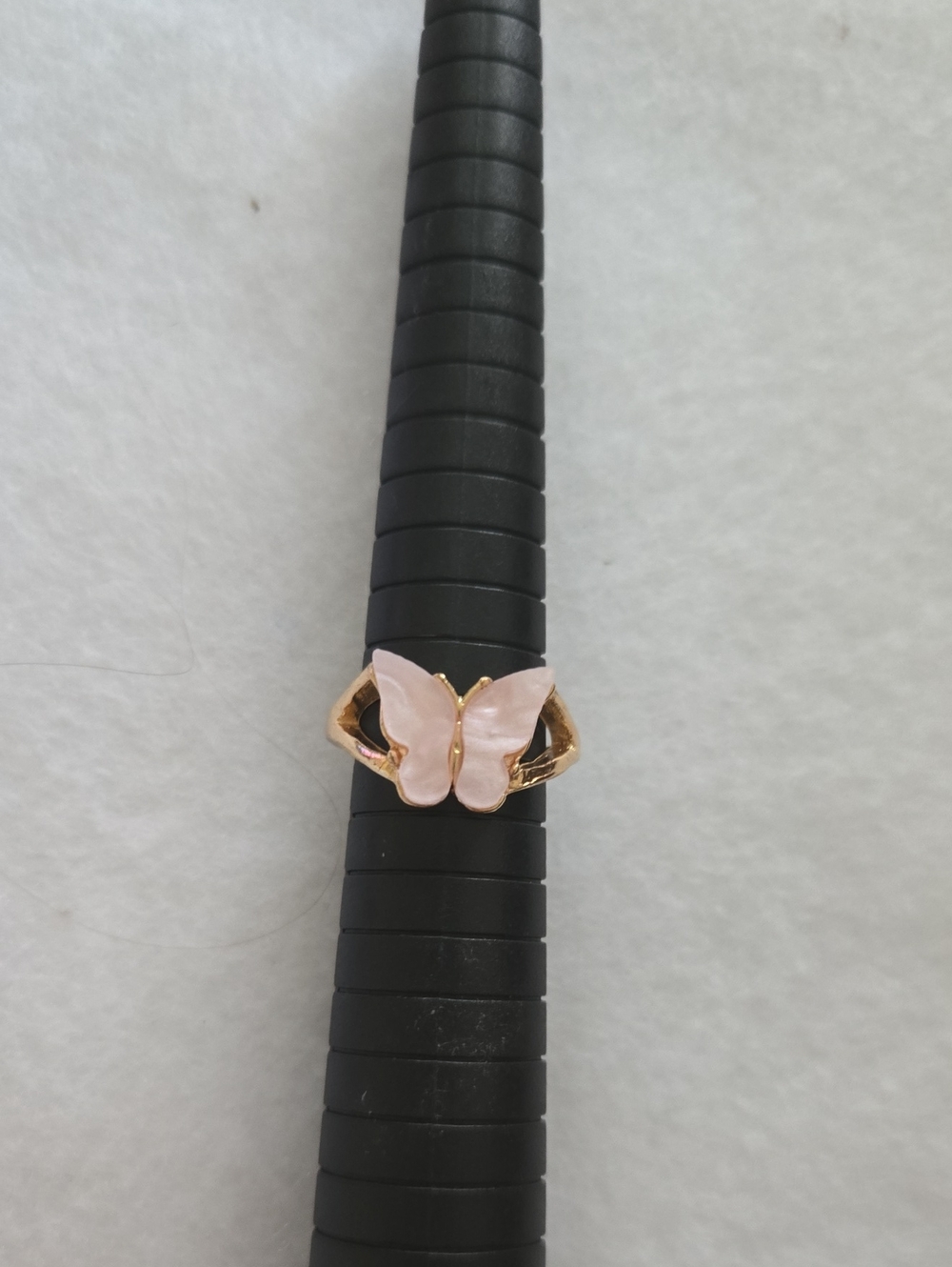 Delicate Pink Butterfly Gold Ring - Women Jewelry.Size 7.